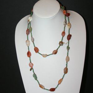 Judie Ingram Designer Chunky Semi-precious Polished Stone & bead Necklace Item34